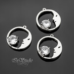 Подвеска кулон Луна с фианитом 13 мм родий - уменьшенное изображение 3