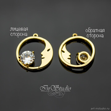 Подвеска кулон Луна с фианитом 13 мм позолота art: 113352 фотография 3