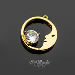 Подвеска кулон Луна с фианитом 13 мм позолота - маленькое фото 1