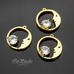 Подвеска кулон Луна с фианитом 13 мм позолота - маленькая фотография 2