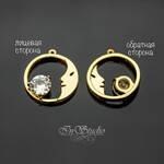 Подвеска кулон Луна с фианитом 13 мм позолота - уменьшенное изображение 3