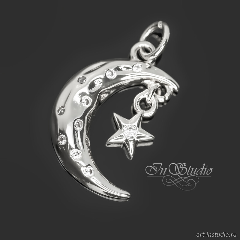 Подвеска Пуна со звездой 18х14 мм фианиты родий - увеличенное фото изображение в карточке товара артикул: 113343