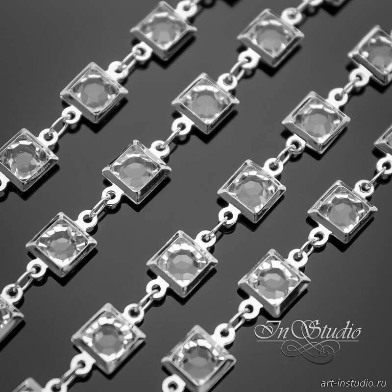 Цепь для украшений Rand 6,6 мм фианиты родий - увеличенное фото изображение в карточке товара артикул: 113385