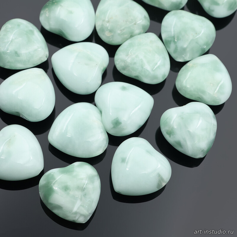 Ангелит Россия натуральный 20 мм бусины сердце - увеличенное фото изображение в карточке товара артикул: 113379