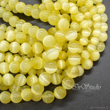 Селенит натуральный лимонный 6 8 мм с эффектом кошачий глаз бусины шарики art: 113373 фотография 3