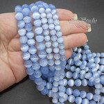 Селенит природный голубой с эффектом кошачий глаз 6 8 10 мм бусины шары - маленькая фотография 2