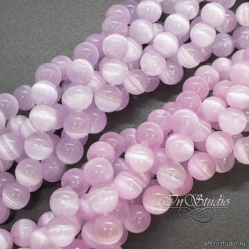 Селенит светло лиловый с эффектом кошачий глаз 6 8 10 мм бусины шары artikul: 113361 photo 4