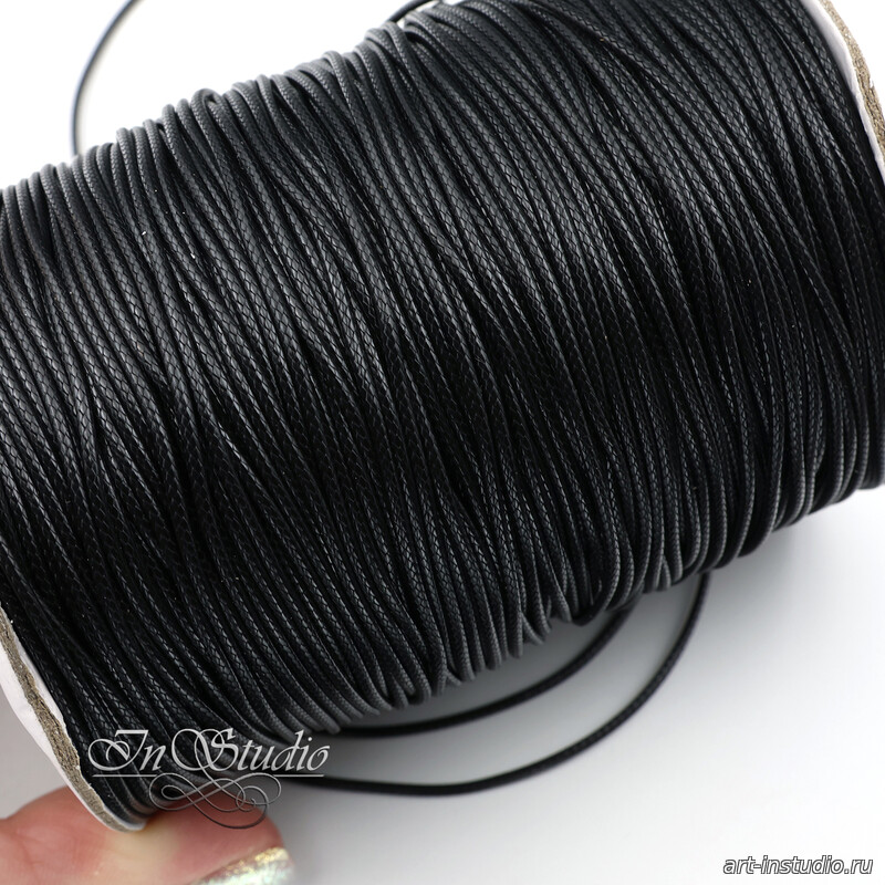 Шнур 1 мм вощеный черный - увеличенное фото изображение в карточке товара артикул: 109383