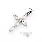 Подвеска Крест кулон родий 26х14 мм с прозрачными овальными фианитами - уменьшенное изображение 3