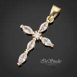 Подвеска Крест кулон позолота 26х14 мм с прозрачными овальными фианитами - маленькое фото 1