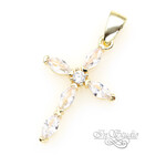 Подвеска Крест кулон позолота 26х14 мм с прозрачными овальными фианитами - маленькая фотография 2