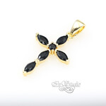 Подвеска Крест кулон позолота 26х14 мм с черными овальными фианитами - маленькая фотография 2