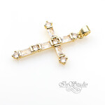 Подвеска кулон Крест 40 мм позолота инкрустация фианитами - маленькая фотография 2
