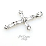 Подвеска кулон Крест 40 мм родий инкрустация фианитами - маленькая фотография 2