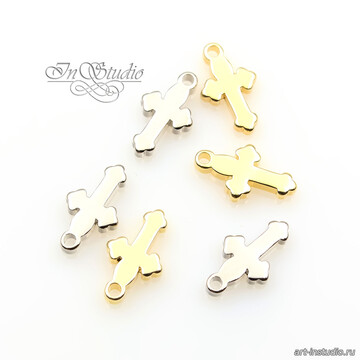 Подвеска кулон мини Крестик гладкий 12х7 мм позолота artikul: 113406 photo 4