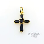 Подвеска Крест кулон 15х11 мм черные фианиты позолота - маленькая фотография 2