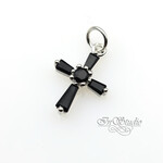 Подвеска Крест кулон 15х11 мм черные фианиты родий - маленькое фото 1