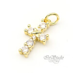 Подвеска Крест мини 16х9 мм фианиты позолота - маленькое фото 1