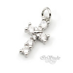 Подвеска Крест мини 16х9 мм фианиты родий - маленькое фото 1