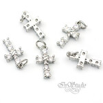 Подвеска Крест мини 16х9 мм фианиты родий - маленькая фотография 2