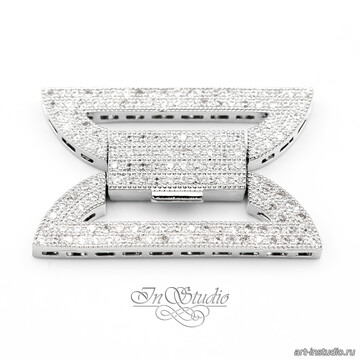 Замок защелка Бант с фианитами родий арт: 113447 фото 2