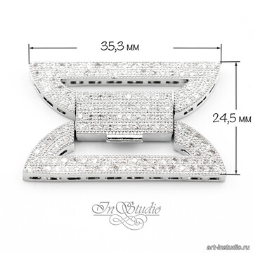 Замок защелка Бант с фианитами родий art: 113447 фотография 3