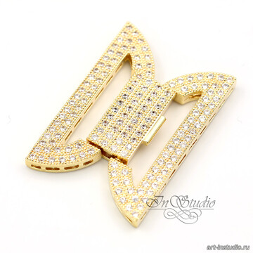 Замок защелка Бант с фианитами позолота - фото изображение товара, artikul: 113448