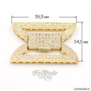 Замок защелка Бант с фианитами позолота art: 113448 фотография 3