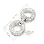 Замочек защелка КРУГИ 40х18 мм с фианитами родий - уменьшенное изображение 3