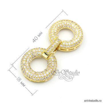 Замочек защелка КРУГИ 40х18 мм с фианитами позолота арт: 113440 фото 2