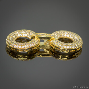 Замочек защелка КРУГИ 40х18 мм с фианитами позолота art: 113440 фотография 3