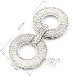 Замочек защелка КРУГИ 52х24 мм с фианитами родированная - маленькая фотография 2