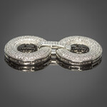 Замочек защелка КРУГИ 52х24 мм с фианитами родированная - уменьшенное изображение 3