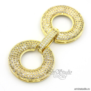 Замочек защелка КРУГИ 52х24 мм с фианитами позолоченная - фото изображение товара, artikul: 113444