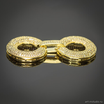 Замочек защелка КРУГИ 52х24 мм с фианитами позолоченная art: 113444 фотография 3