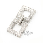 Замочек защелка Квадраты 40х18 мм с фианитами родий - маленькое фото 1