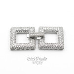 Замочек защелка Квадраты 40х18 мм с фианитами родий - маленькая фотография 2