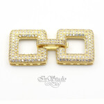 Замочек защелка Квадраты 40х18 мм с фианитами позолота - маленькая фотография 2