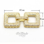 Замочек защелка Квадраты 40х18 мм с фианитами позолота - уменьшенное изображение 3