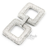 Замок защелка Квадраты 50х24 мм с фианитами родированный - маленькое фото 1