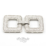 Замок защелка Квадраты 50х24 мм с фианитами родированный - маленькая фотография 2