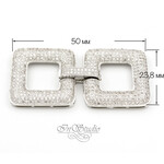 Замок защелка Квадраты 50х24 мм с фианитами родированный - уменьшенное изображение 3