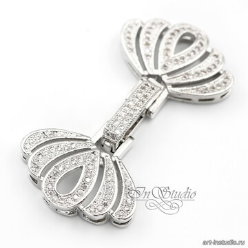 Замок защелка с фианитами ВЕЕР родий - фото изображение товара, artikul: 113459