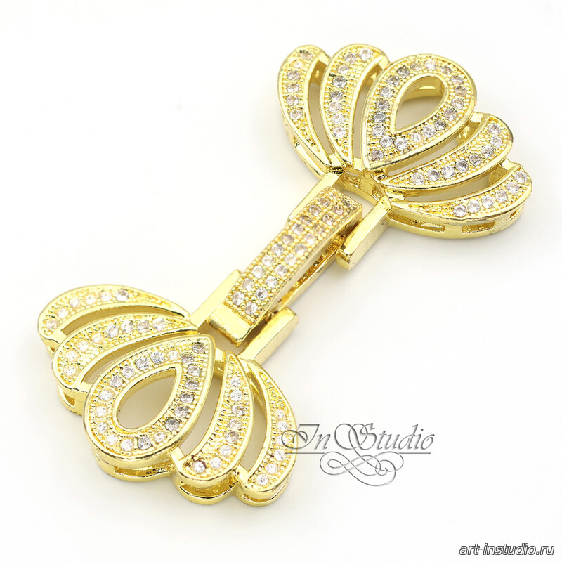 Замок защелка с фианитами ВЕЕР позолота - увеличенное фото изображение в карточке товара артикул: 113460