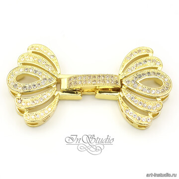 Замок защелка с фианитами ВЕЕР позолота арт: 113460 фото 2