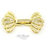 Замок защелка с фианитами ВЕЕР позолота - маленькая фотография 2