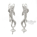 Швензы под вклейку РЫБКИ родий фианиты - маленькая фотография 2