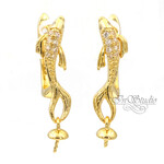 Швензы под вклейку РЫБКИ позолота фианиты - маленькая фотография 2