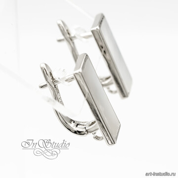 Швензы прямоугольные ОДИС родий с перламутром арт: 113532 фото 2