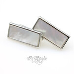 Швензы прямоугольные ОДИС родий с перламутром - маленькое фото 1